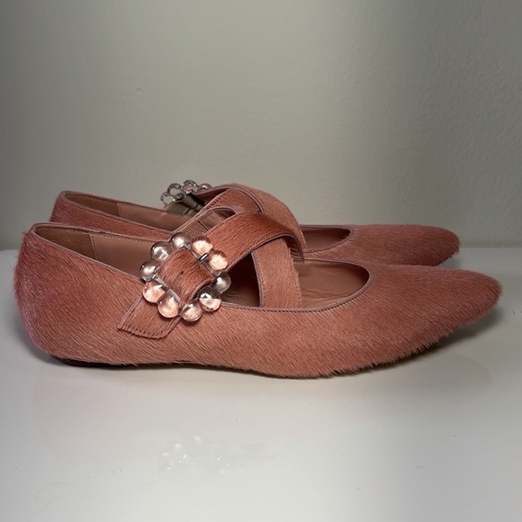 Simone Rocha Pink Ponyhair Pointed Flats w/Crisscross Straps Eur 38, US 7.5-8 - Picture 2 of 10